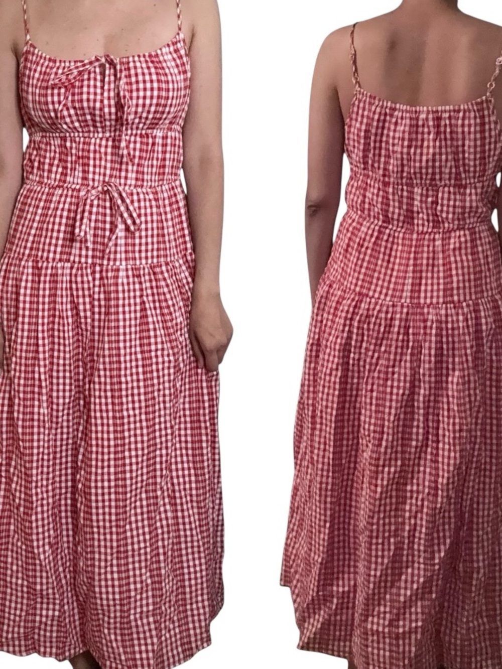 Marshalls Red Gingham Smocked Maxi Dress Medium
